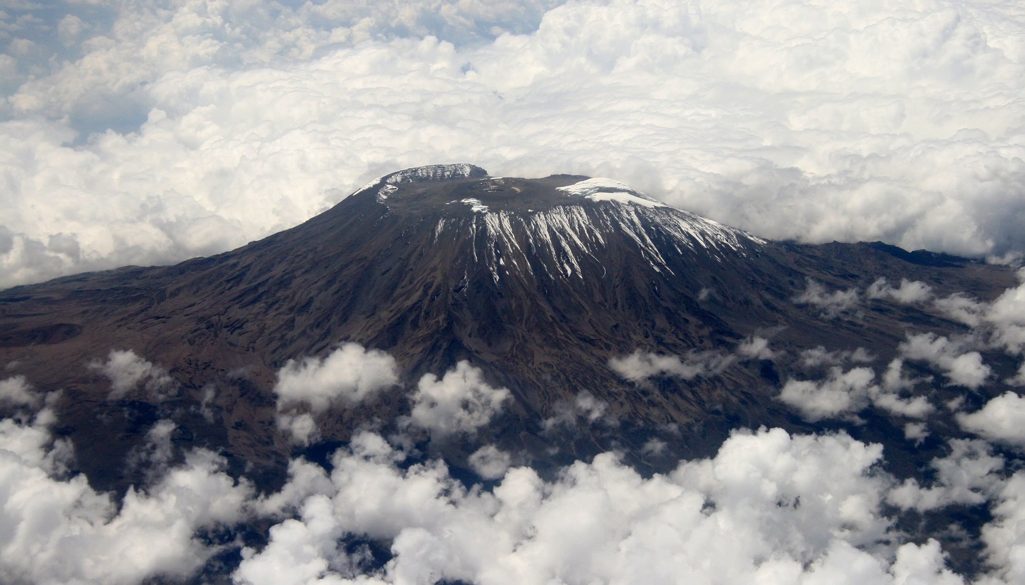 Snow-capped Mount Kilimanjaro rising above the plains, seen from the Taveta side.
